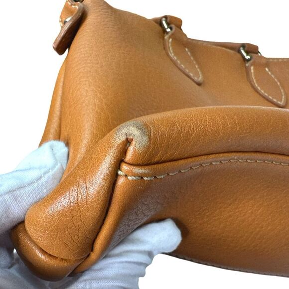 Vintage Dooney & Bourke Brown Pebbled Leather Satchel Crossbody - 9.5”x8”x3.5” - Picture 16 of 16